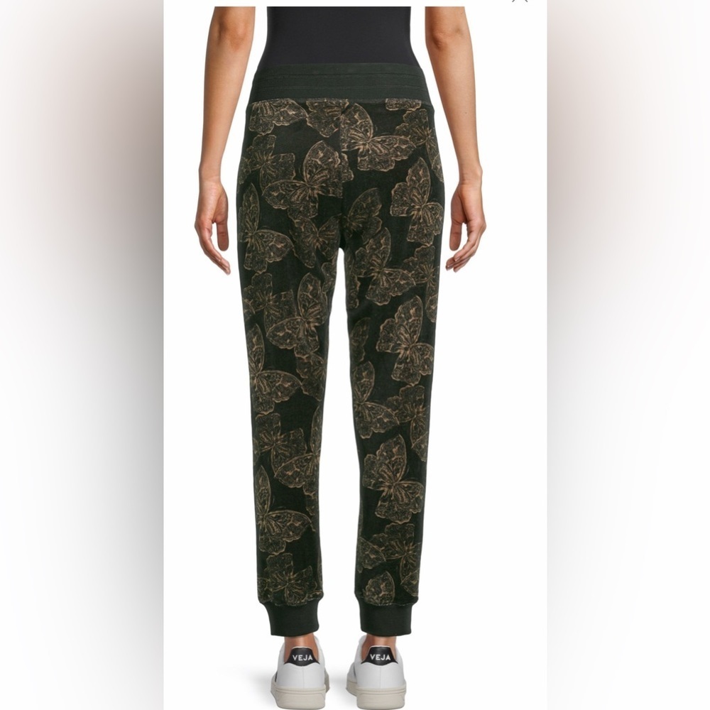 Johnny Was Zuri Modern Velour Sweatpants Black & Butterflies Size Medium NWT - Picture 6 of 14
